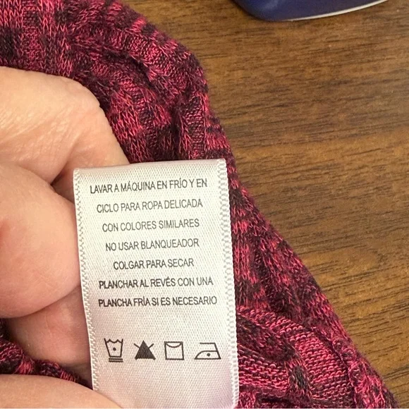 Chenault Burgundy Lace-Up Long Sleeve Textured Knit Top L Fall Winter - Picture 8 of 9